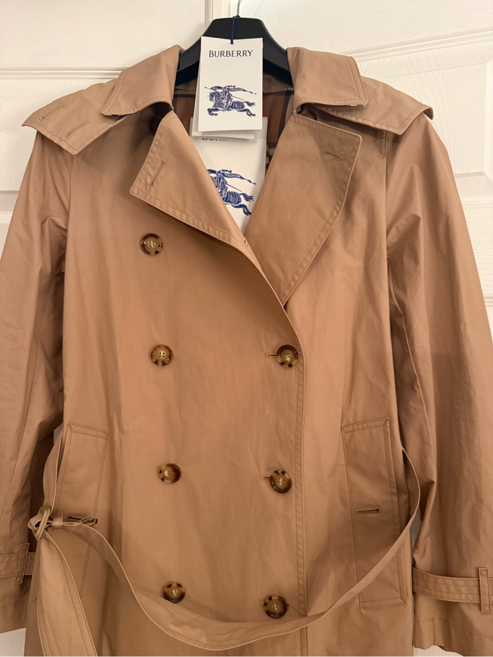Burberry Double-Breasted Camel Trench Coat - Picture 2 of 12